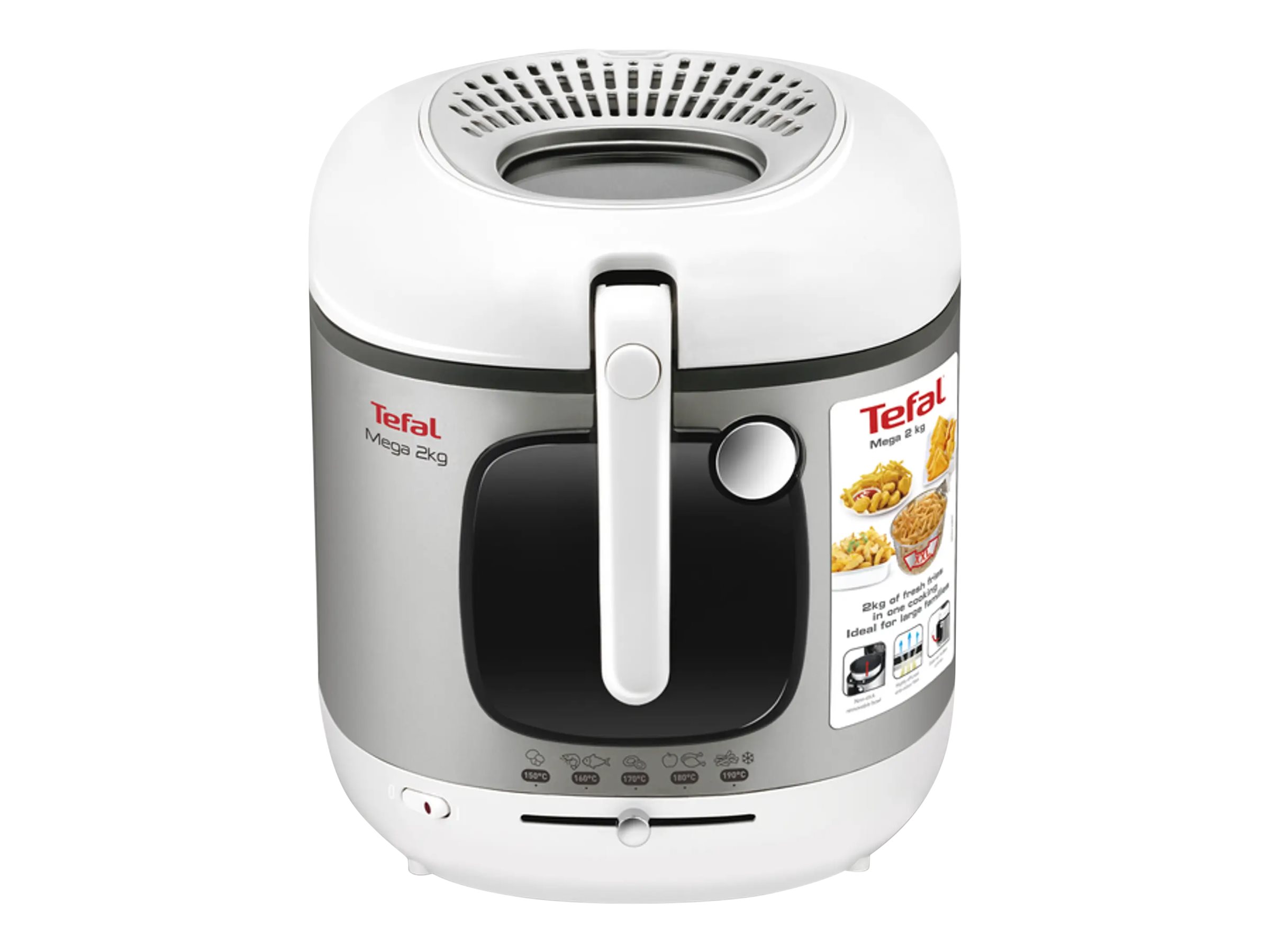 Tefal Mega FR4800 XXL - Fritureapparat - 3.3 liter - 2.1 kW - sølvgrå/hvid