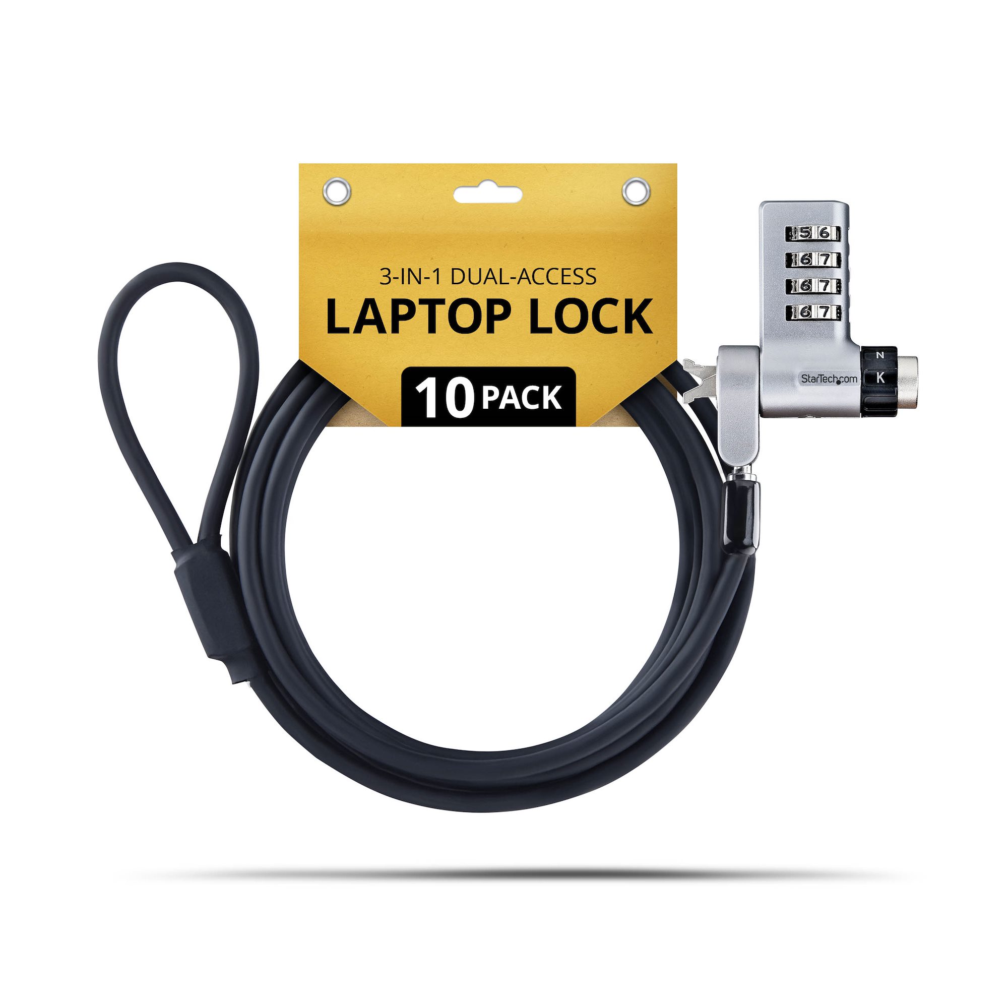 StarTech.com Startech - security cable lock - 3-in-1 keyed alike/combination security cable lock anti-theft - TAA Compliant