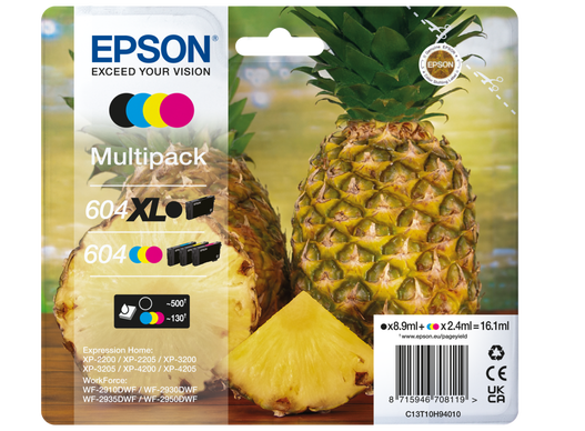 Epson 604XL Multipack Sort Gul Cyan Magenta Blæk C13T10H94010