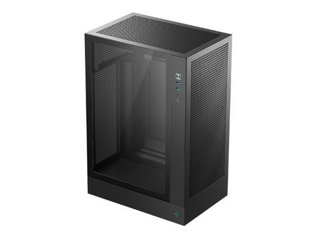 DeepCool CH170 Plus - Mid tower - micro ATX - sidepanel med vindue (hærdet glas) - ingen strømforsyning (ATX / SFX / SFX-L) - sort - USB/Lyd