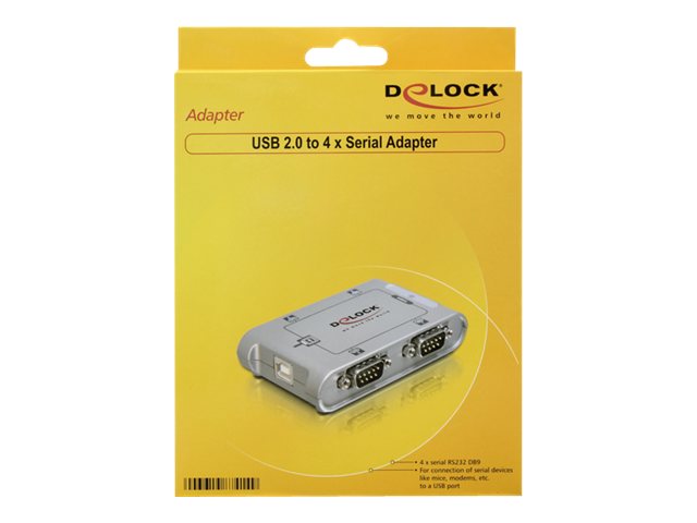 Delock USB 2.0 to 4 port serial HUB - Seriel adapter - USB 2.0 - RS-232 x 4