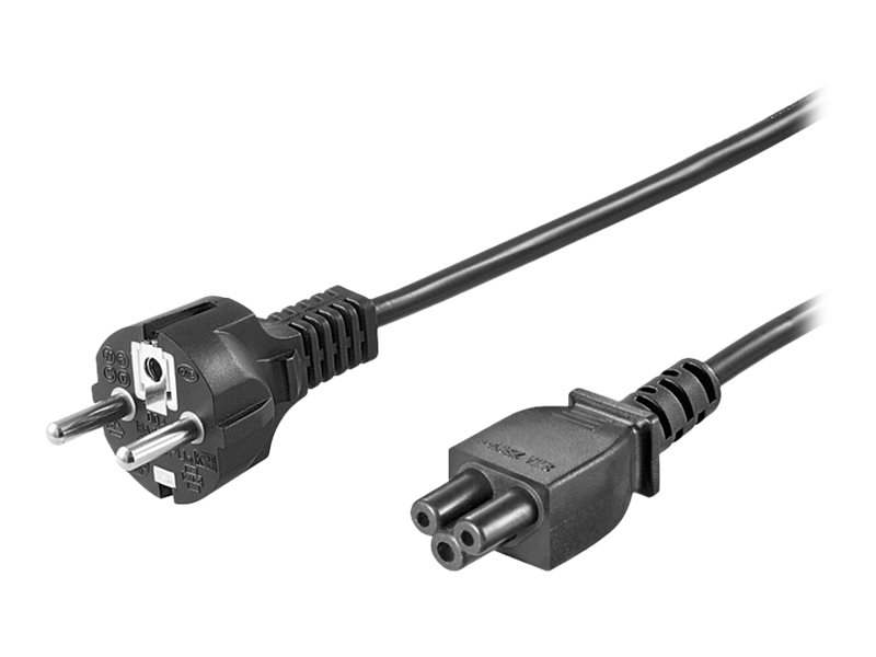 Strømkabel - CEE7/7 han til C5 (Mickey Mouse), Sort (1,8m)