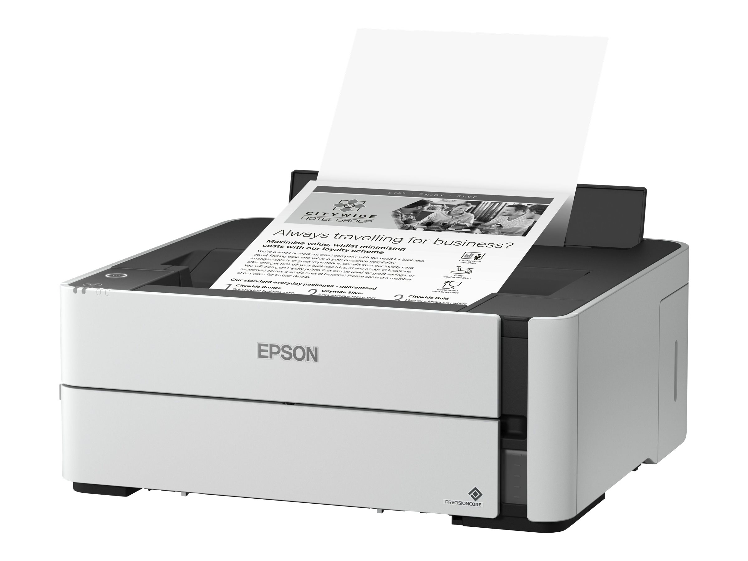 Epson EcoTank M1170 - Printer - S/H - Duplex - blækprinter - kan genopfyldes - A4/Legal - 1200 x 2400 dpi - op til 20 spm - kapacitet: 250 ark - USB 2.0, Gigabit LAN, Wi-Fi(n) - hvid