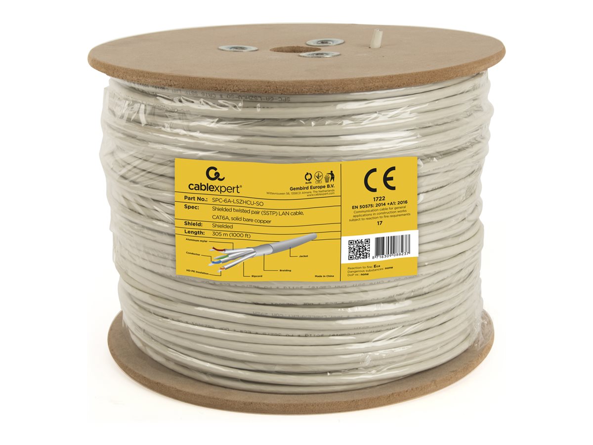 Cablexpert CAT 6a Afskærmet parsnoet kabel (SSTP) 305m Bulkkabel Grå