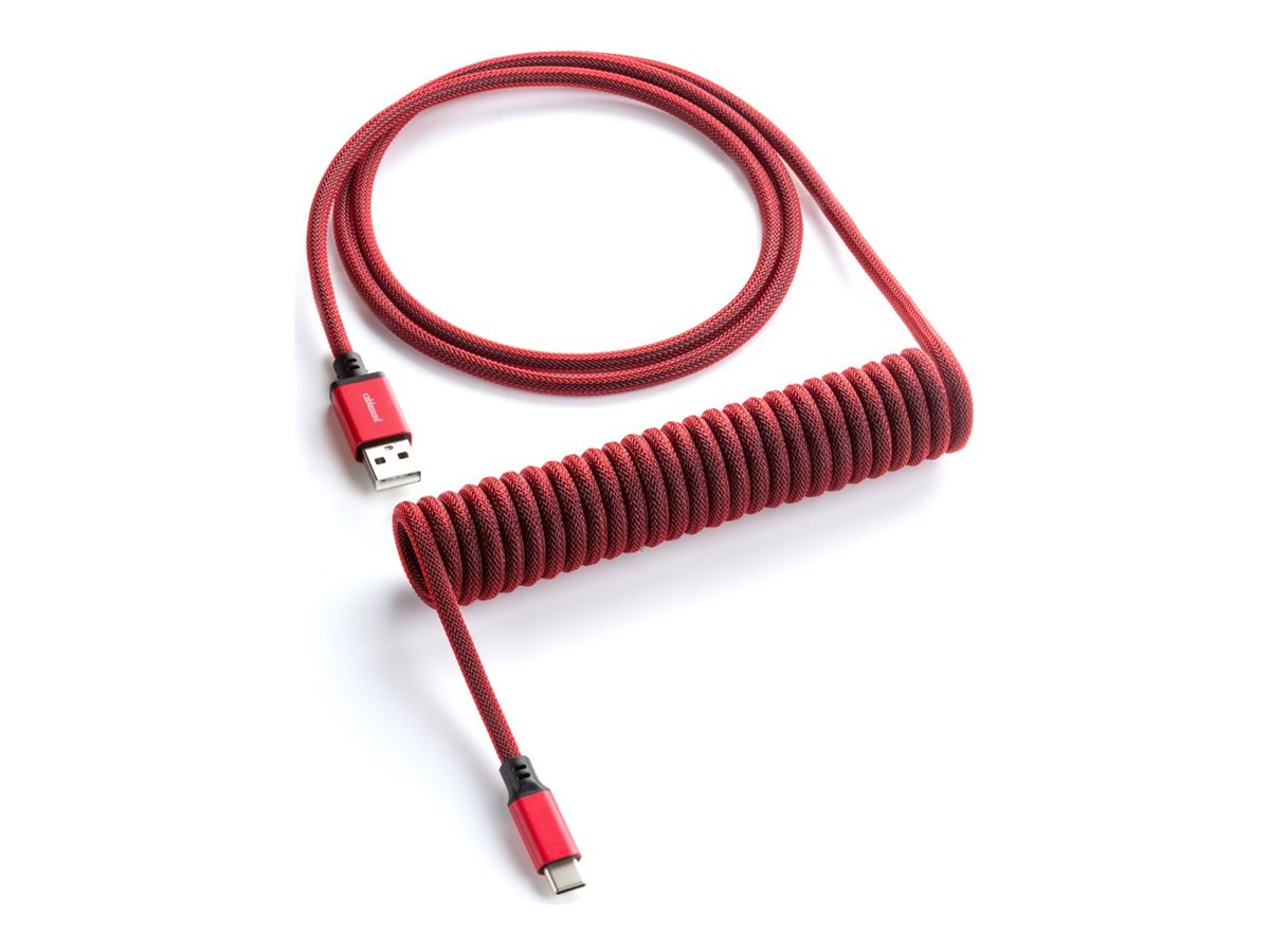 CableMod Classic Coiled Keyboard Cable USB A to USB Type C, Republic Red - 150cm USB Kabler - GEEKD.dk