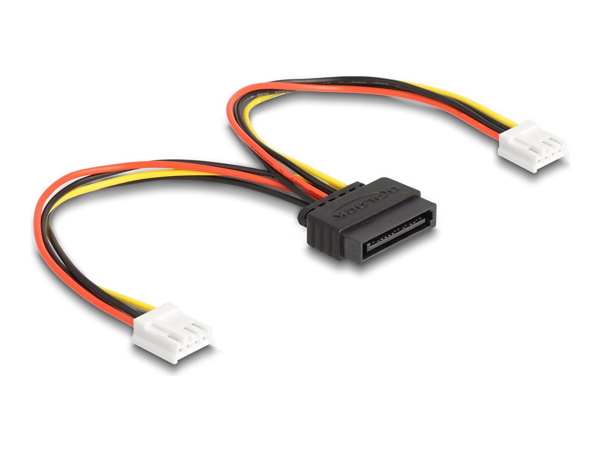 DeLOCK 15 pin Serial ATA strøm (male) - 4-PIN mini-strømforsyningsforbinder (female) Sort Rød Gul 15cm Strømforsyningsadapter