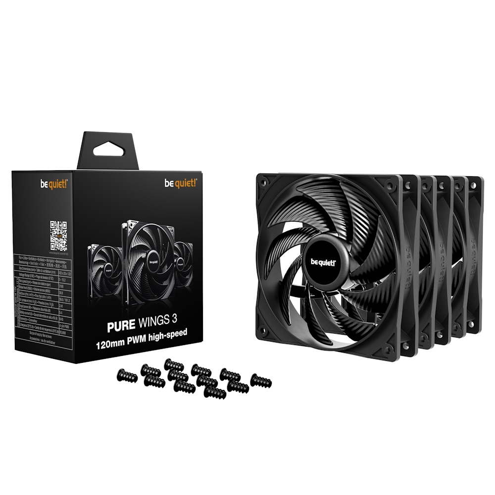be quiet! Pure Wings 3 120 mm PWM high-speed Triple Pack, Ventilator, 12 cm, 2100 rpm, 101,2 m³/t, Sort