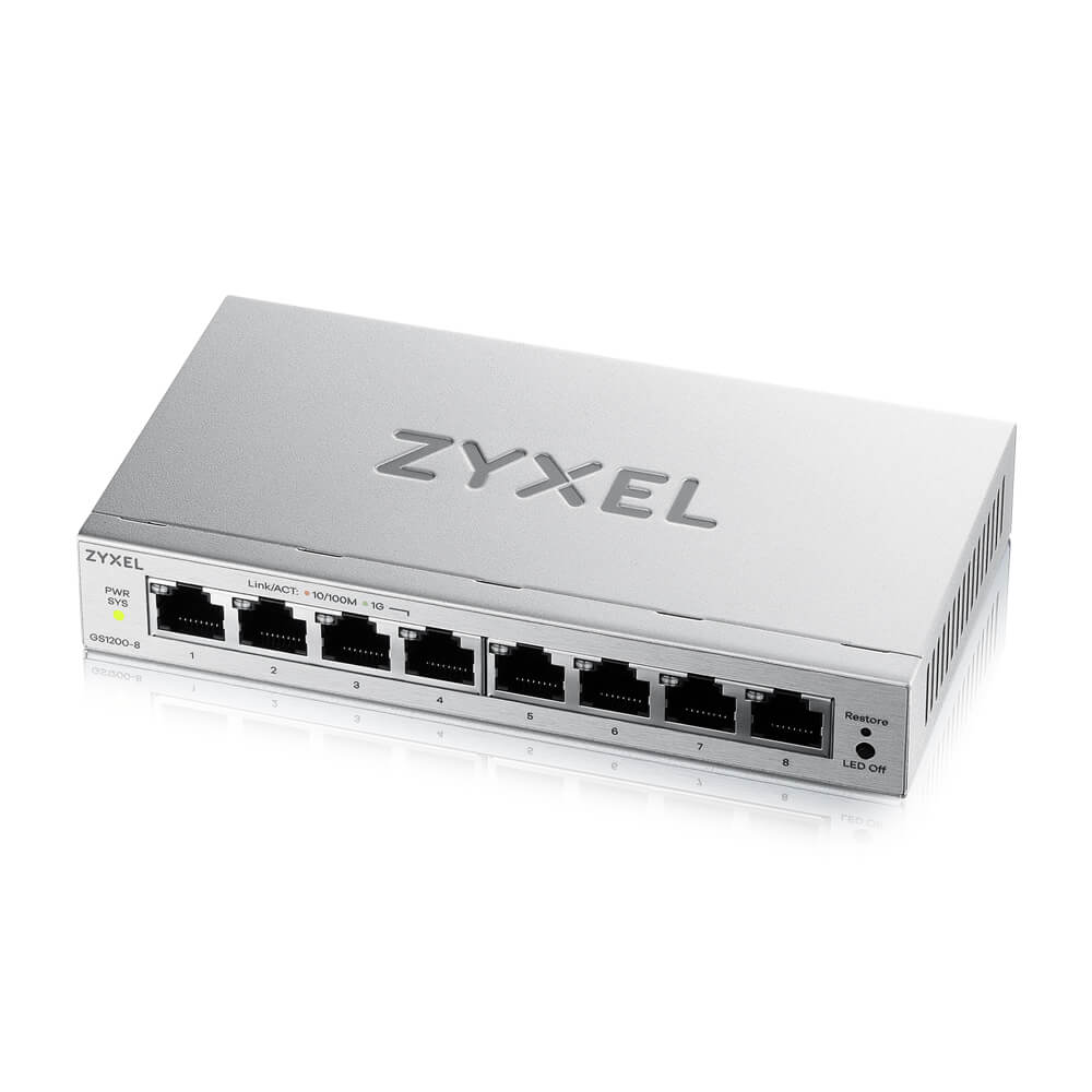 Zyxel Gs1200-8v3 Administreret L2 Gigabit Ethernet (10/100/1000) Desktop Grå