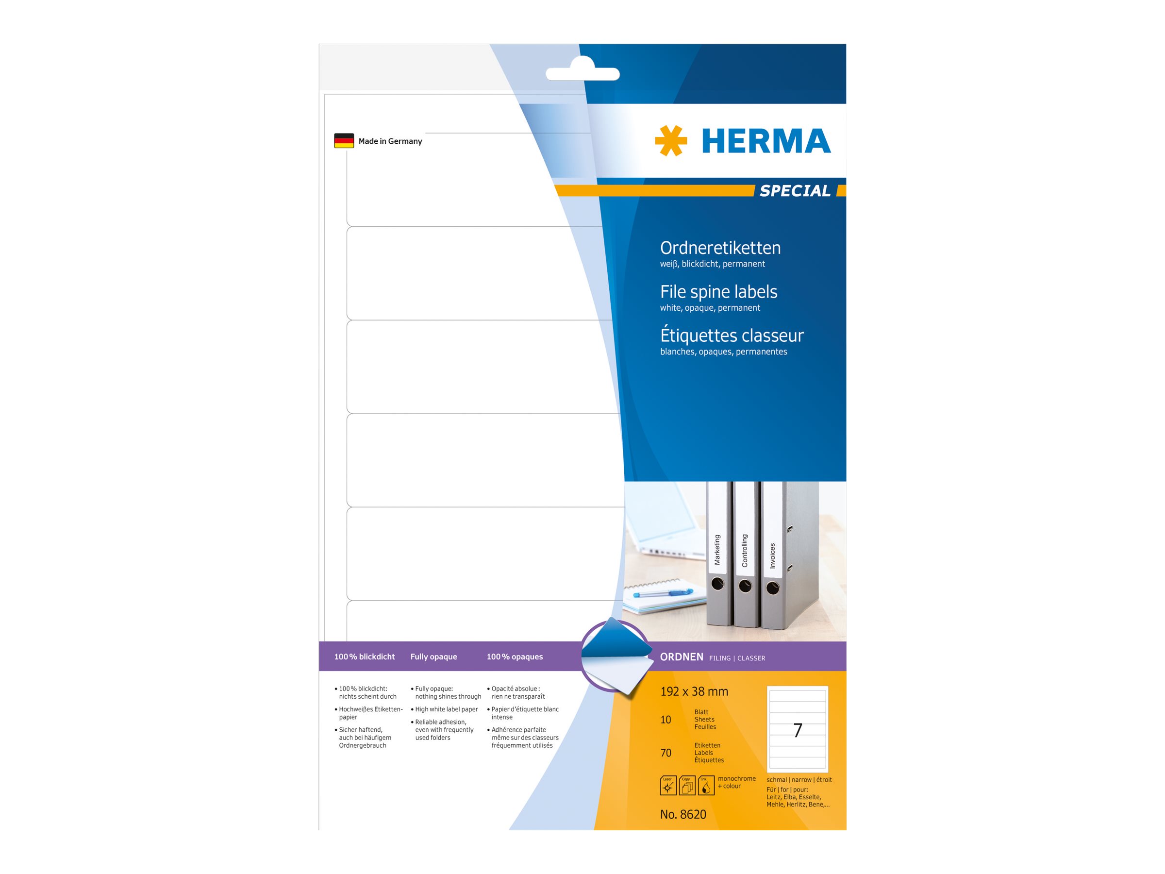 HERMA Special Uigennemsigtige mappemærkater 192 x 38 mm 70etikette(r)