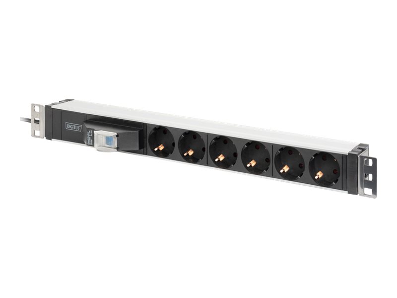 Digitus Dn-95417 Strømforsyningsenhed (pdu) 6 Ac Stikkontakt(er) 0u/1u Sort, Sølv