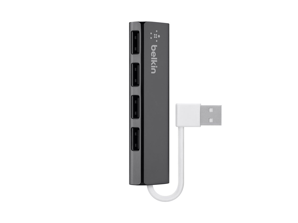 Belkin 4-Port Slim Travel USB Hub -4-porttinen USB 2.0-hubi, musta