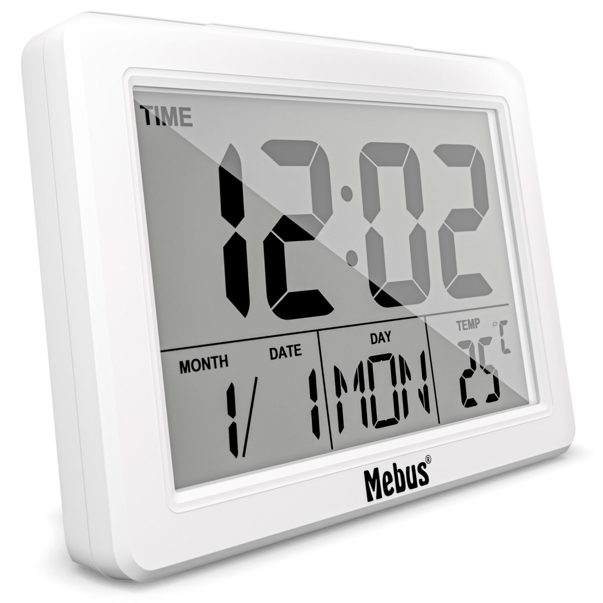 Mebus 25738 vækkeur Quartz alarmur Hvid