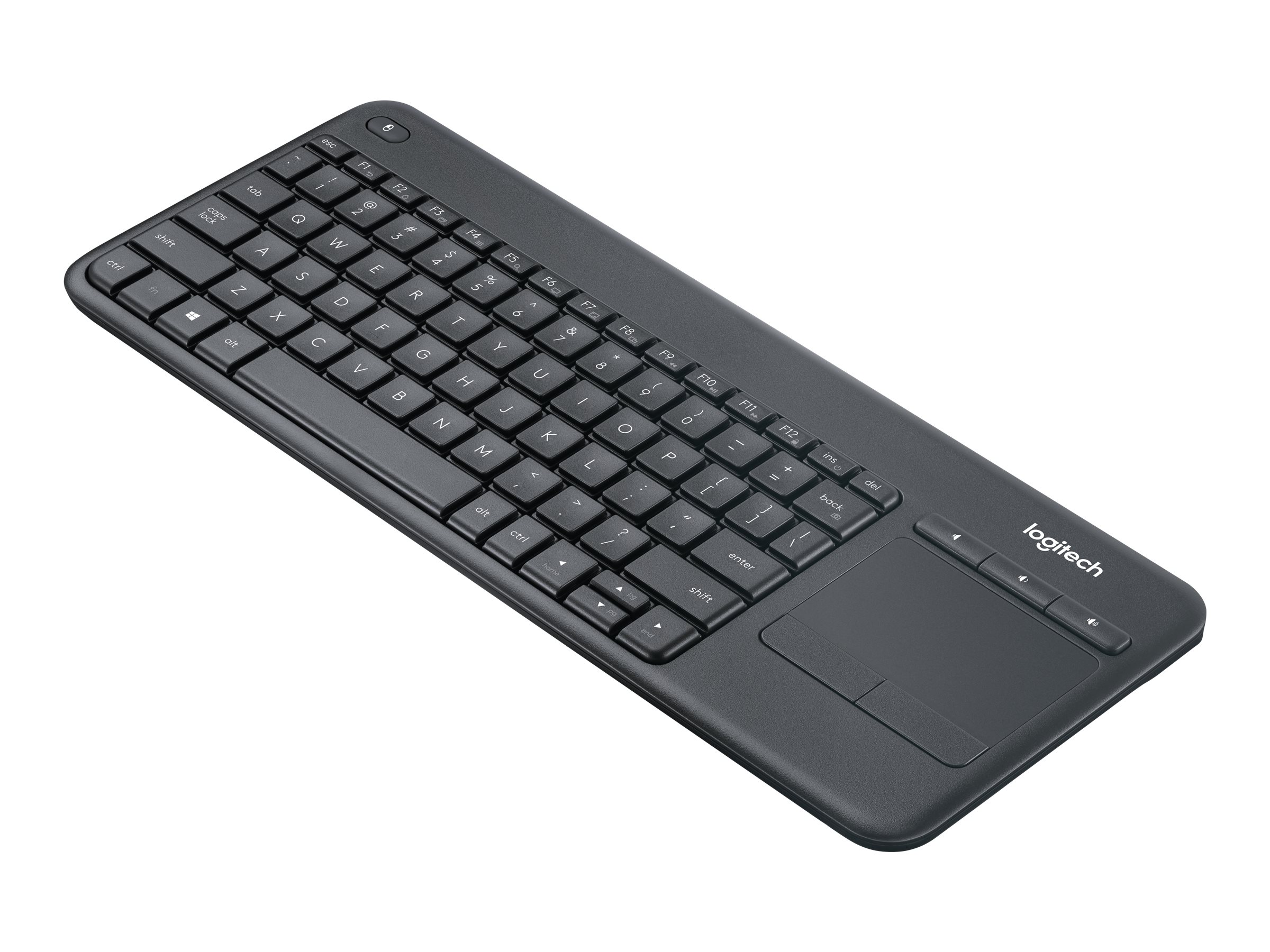 Logitech K400 Plus Ergonomic Wireless Touch - Tastatur - Tjekkisk - Sort