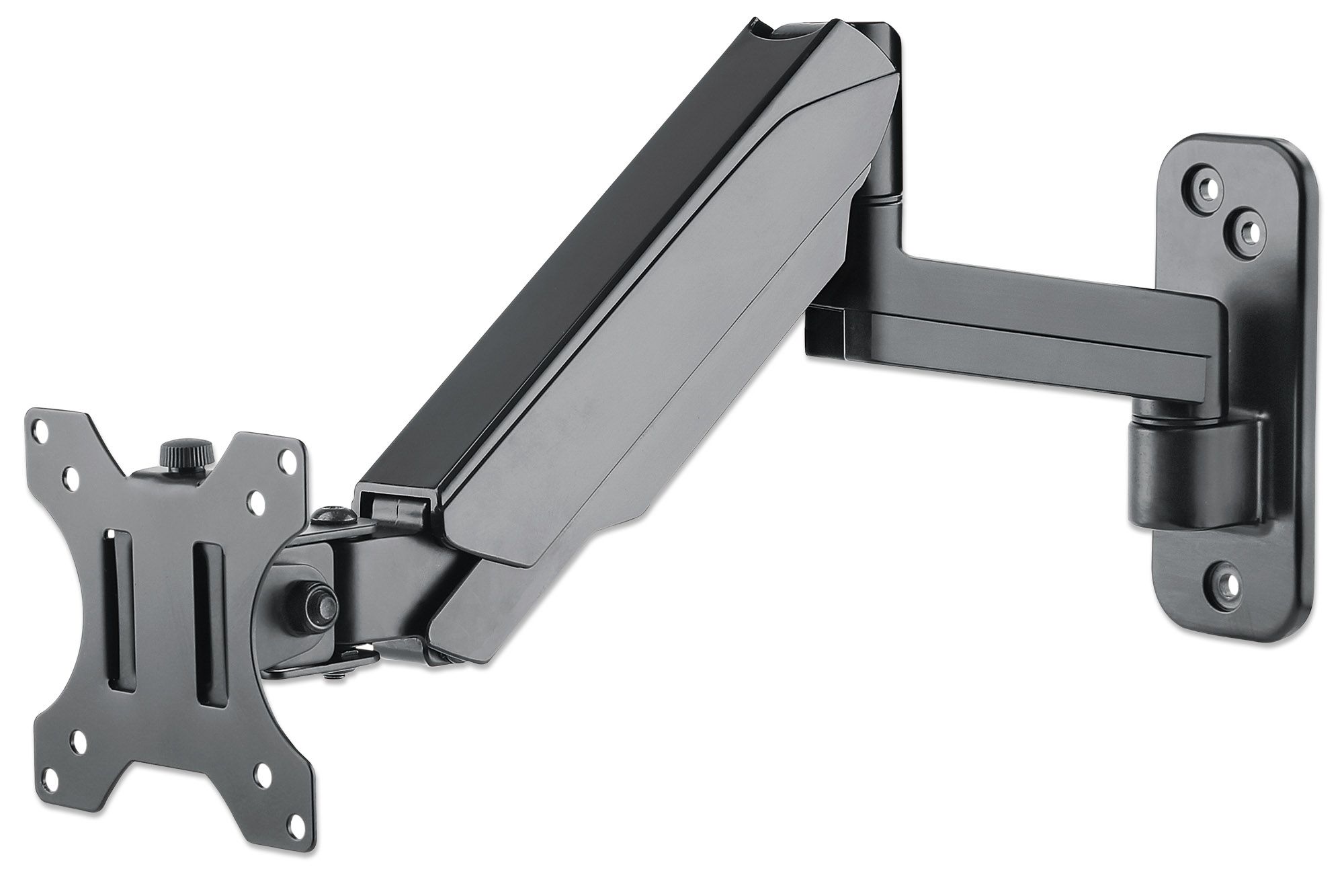 Manhattan TV & Monitor Mount, Wall, Spring Arm, 1 screen, Screen Sizes: 17-32", Black, VESA 75x75 to 100x100mm, Max 8kg, Height Adjustable Swivel Arm