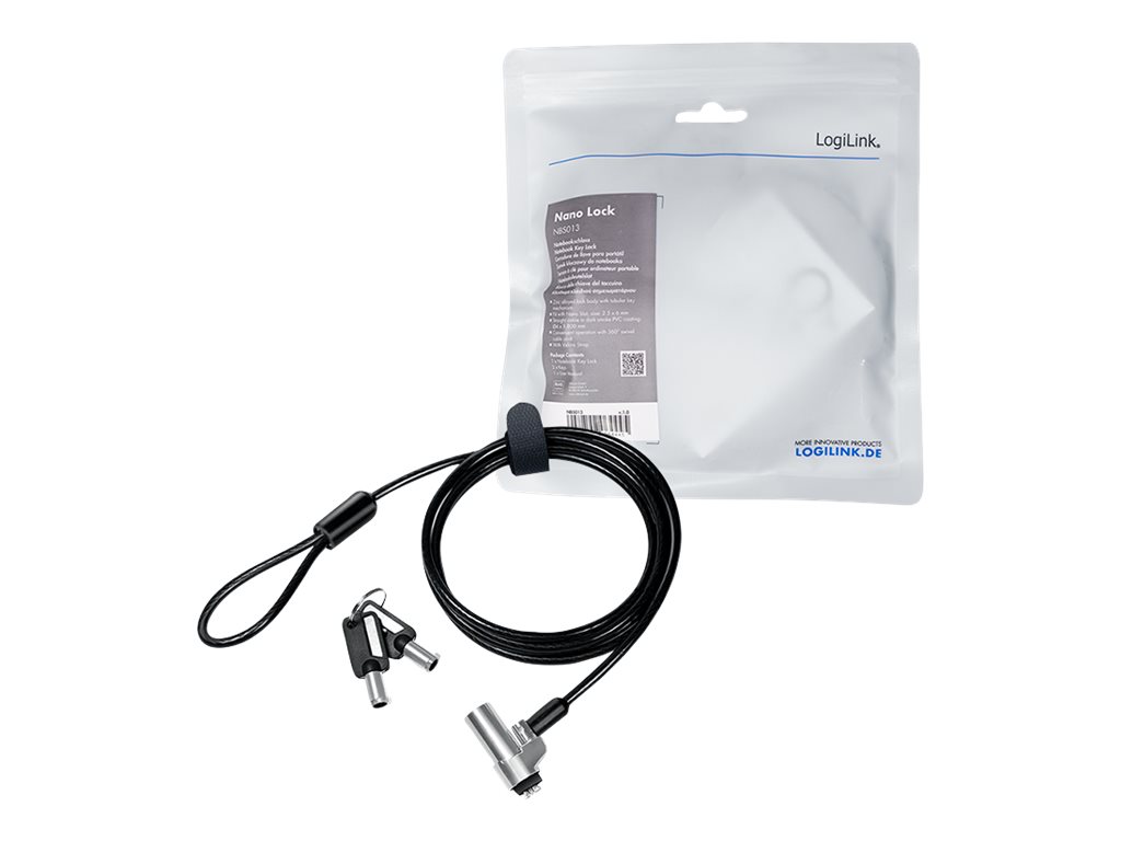 LogiLink NBS013, 1,8 m, Nøgle, Sort, Sølv