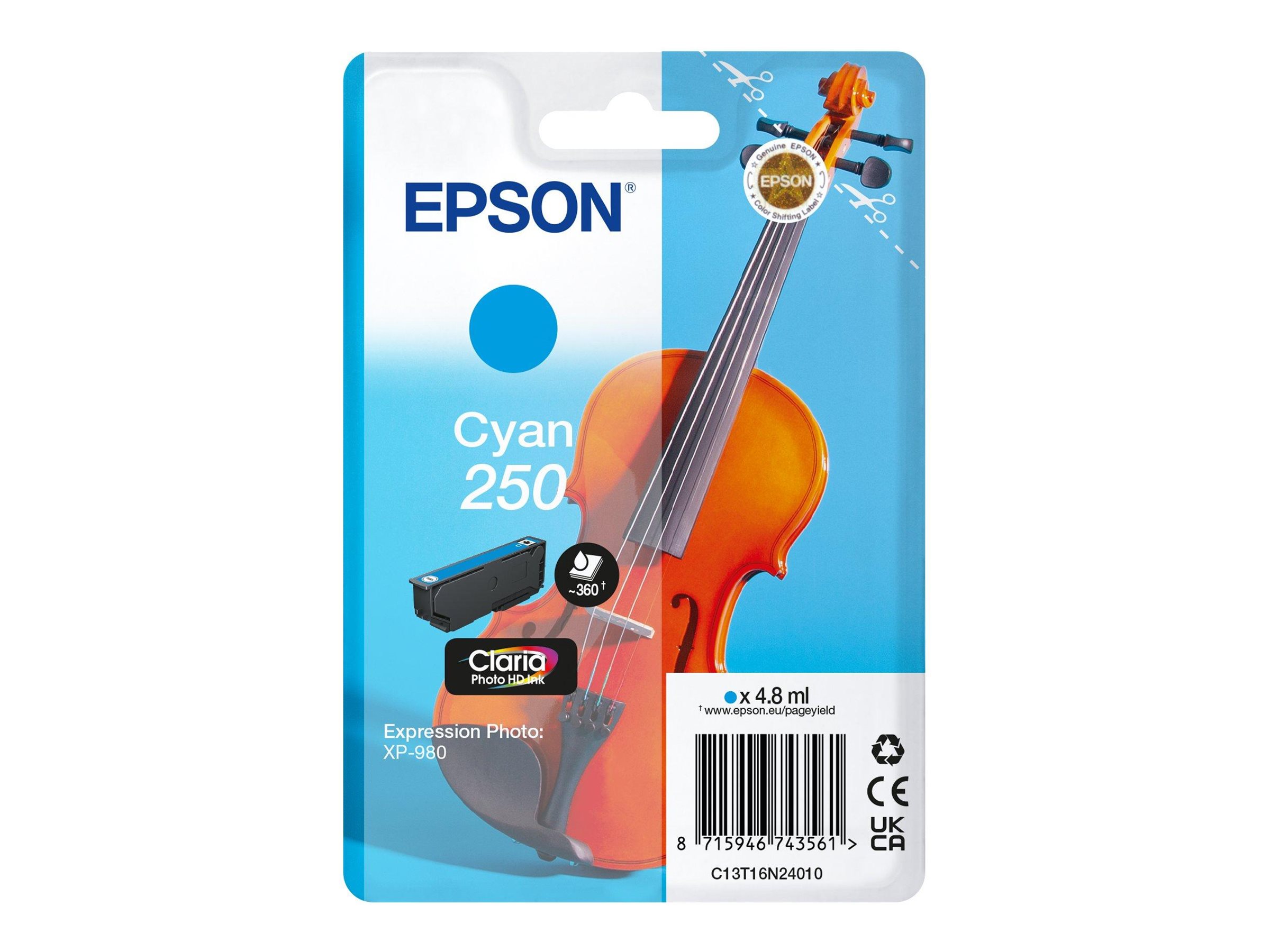 Epson 250 - cyan - original - ink cartridge
