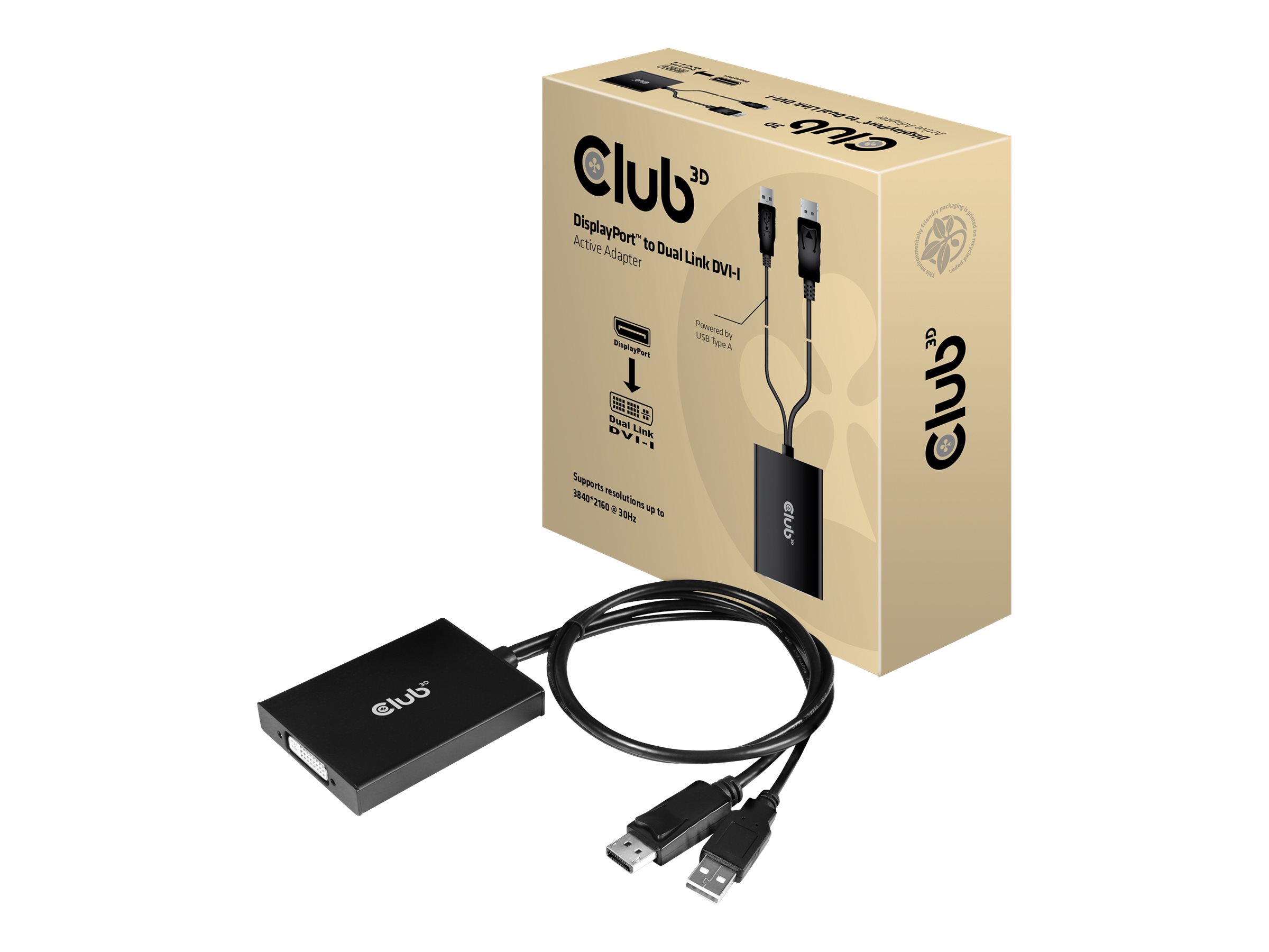 Club 3D CAC-1010 DisplayPort 1.2a til DVI adapterkabel Sort
