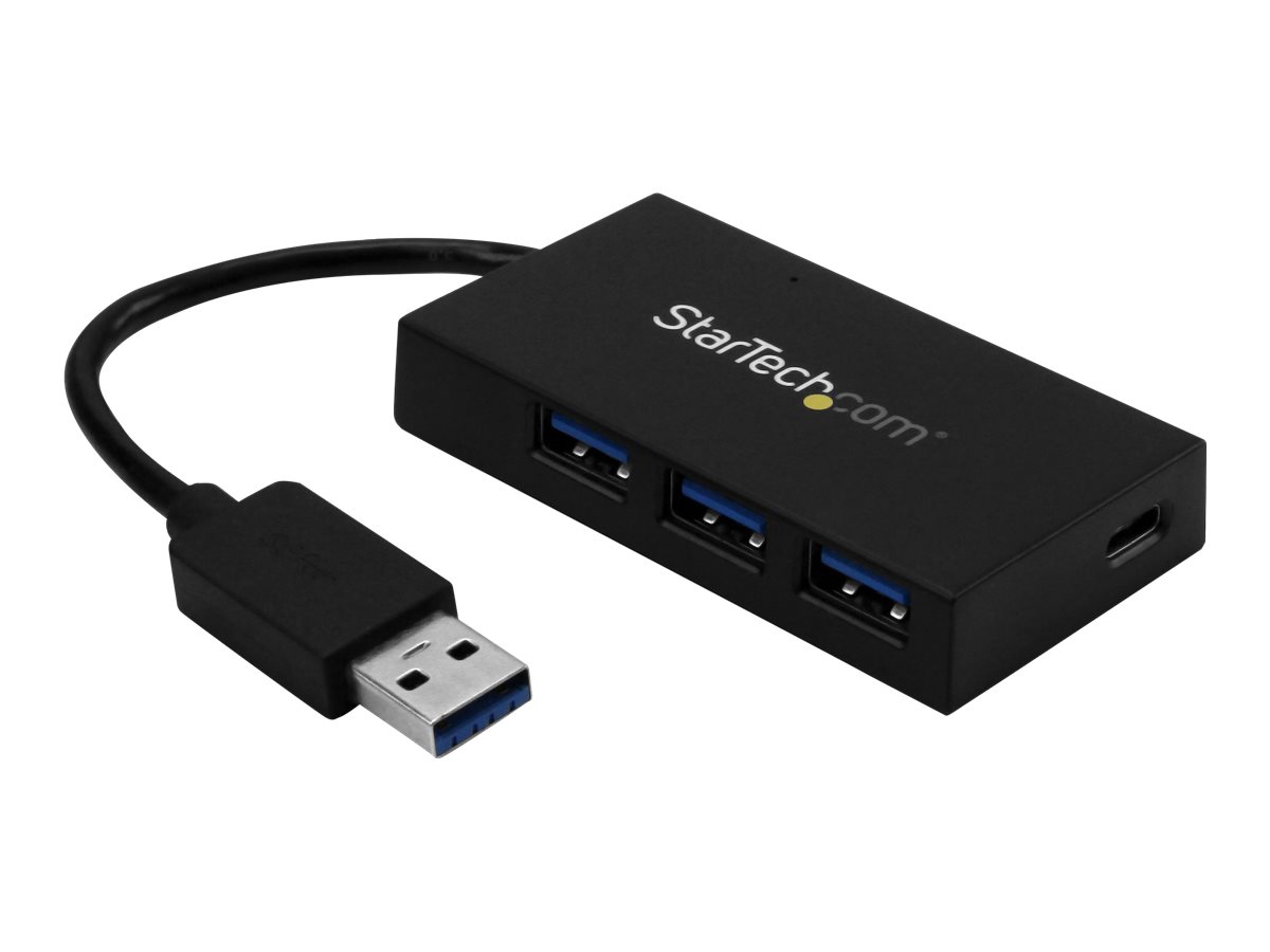 Startech 4 Port USB 3.0 Hub, USB Type-A Hub with 1x USB-C & 3x USB-A (SuperSpeed 5Gbps), USB Bus or Self-Powered, Portable USB 3.1/USB 3.2 Gen 1 BC 1.2 Charging Hub w/ Power Adapter - Windows/macOS/Linux (HB30A3A1CSFS) - Hub - 3 x SuperSpeed USB 3.0 + 1 x USB-C - desktop - for P/N: CFASTRWU3C, SDMSDRWU3AC, USB312SAT3CB, USB315CB2M, USBLT1MWS, USBLTM1MBK, USBLTM1MWH