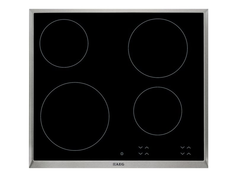 AEG HK624000XB - Keramisk kogeplade - 4 plader - Niche - bredde: 56 cm - dybde: 49 cm - med rustfrit stål-pynt - sort