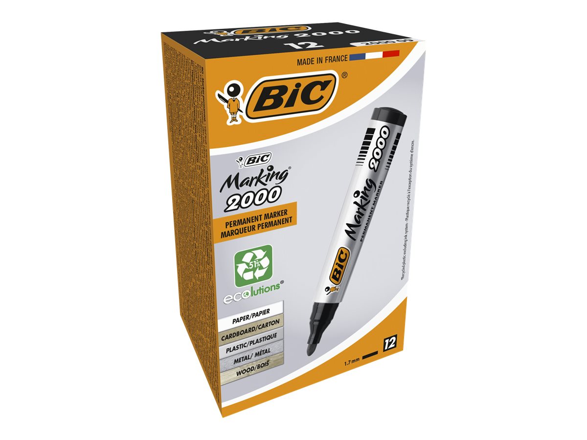 Marker BIC Marking 2000 rund spids sort permanent (stk.)