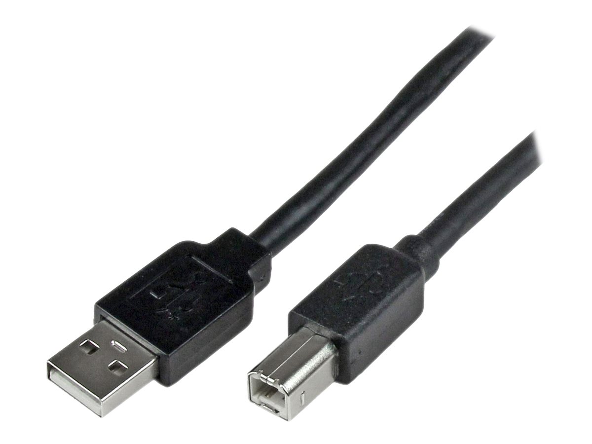 StarTech 20m / 65 ft Active USB 2.0 A to B Cable - Long 20 m USB Cable - 20m USB Printer Cable - 1x USB A (M), 1x USB B (M) - Black (USB2HAB65AC) - USB-kabel - USB Type B (han) til USB (han) - USB 2.0 - 20 m - sort - for P/N: ICUSB232D
