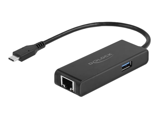 Delock - Netværksadapter - USB-C 3.2 Gen 1 - 2.5GBase-T x 1 + USB 3.2 Gen 1 x 1 - sort
