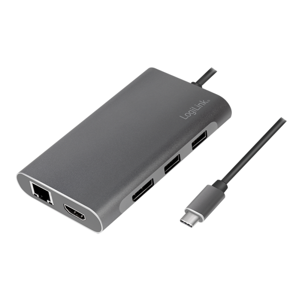 USB-C Dock 8-i-1 HDMI/DP/RJ45/USB/USB-C 100W