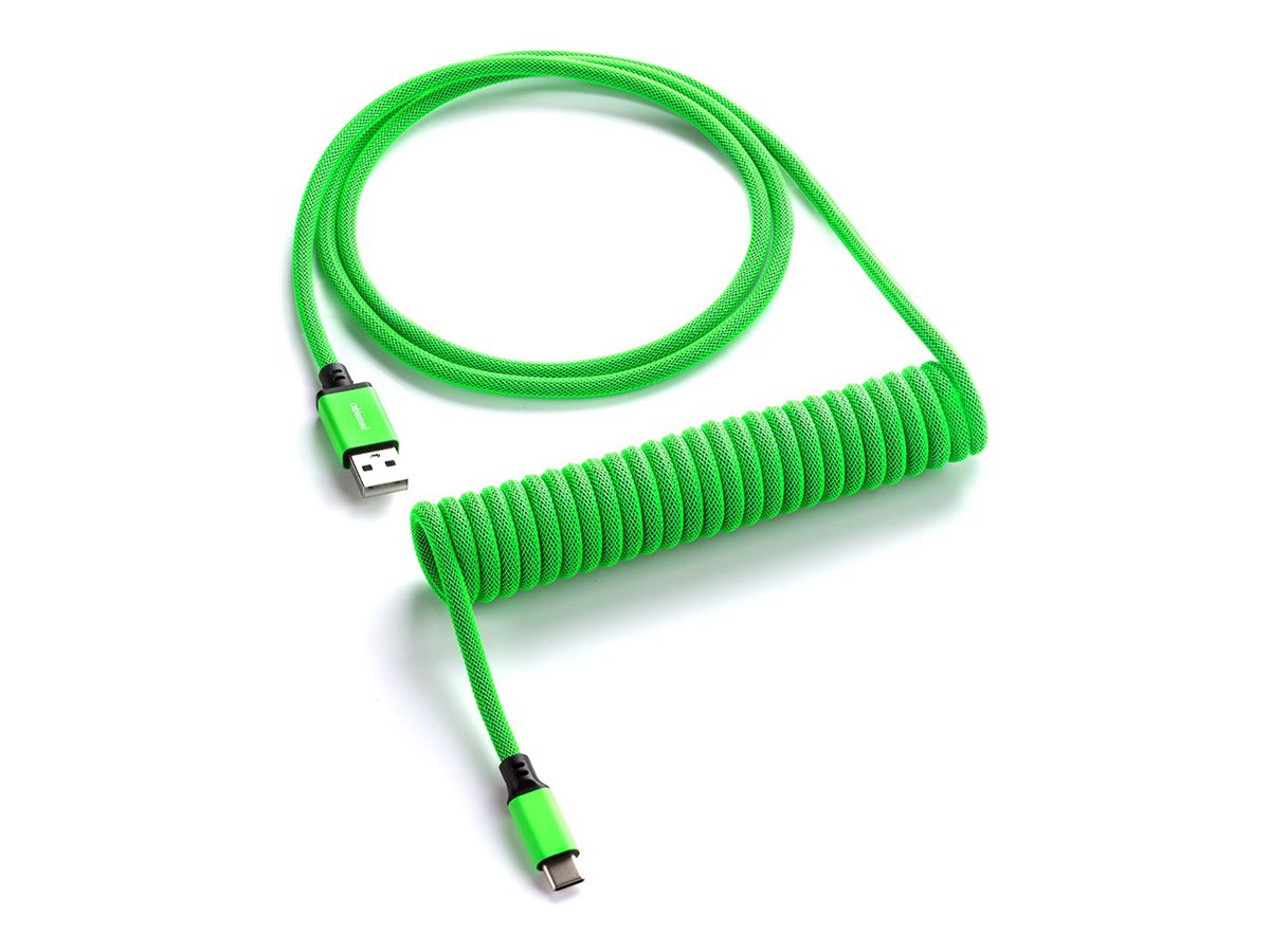 CableMod Classic Coiled Keyboard Cable USB-C to USB Type A, Viper Green - 150cm USB Kabler - GEEKD.dk
