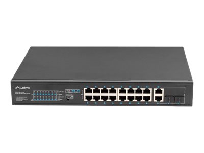 Netværksswitch Lanberg 19" rack PoE+ 16x 10/100 + 2x combo gigabit, 250 W