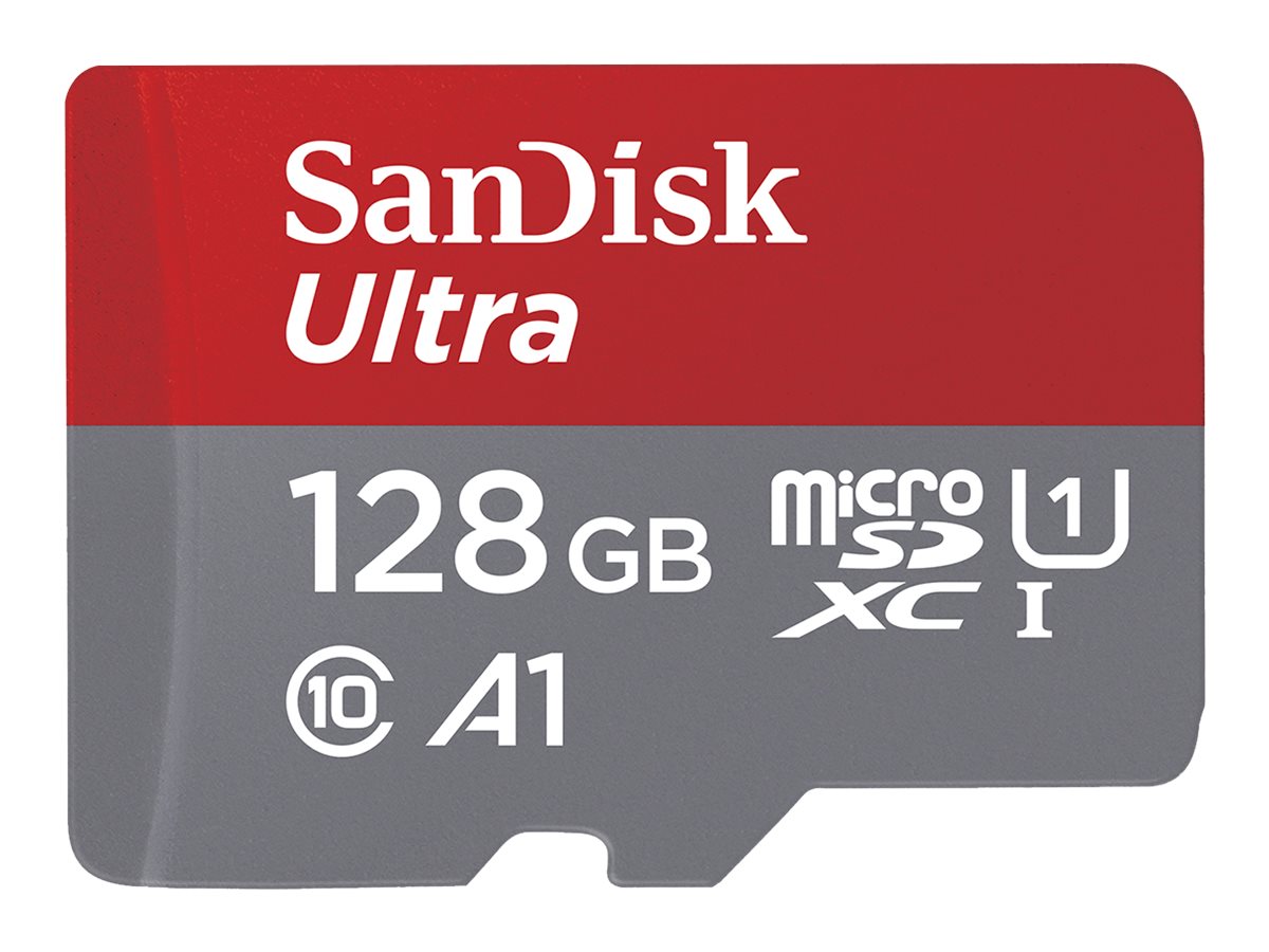 SanDisk Ultra - Flashhukommelseskort (microSDXC til SD adapter inkluderet) - 128 GB - A1 / UHS-I U1 / Class10 - microSDXC UHS-I