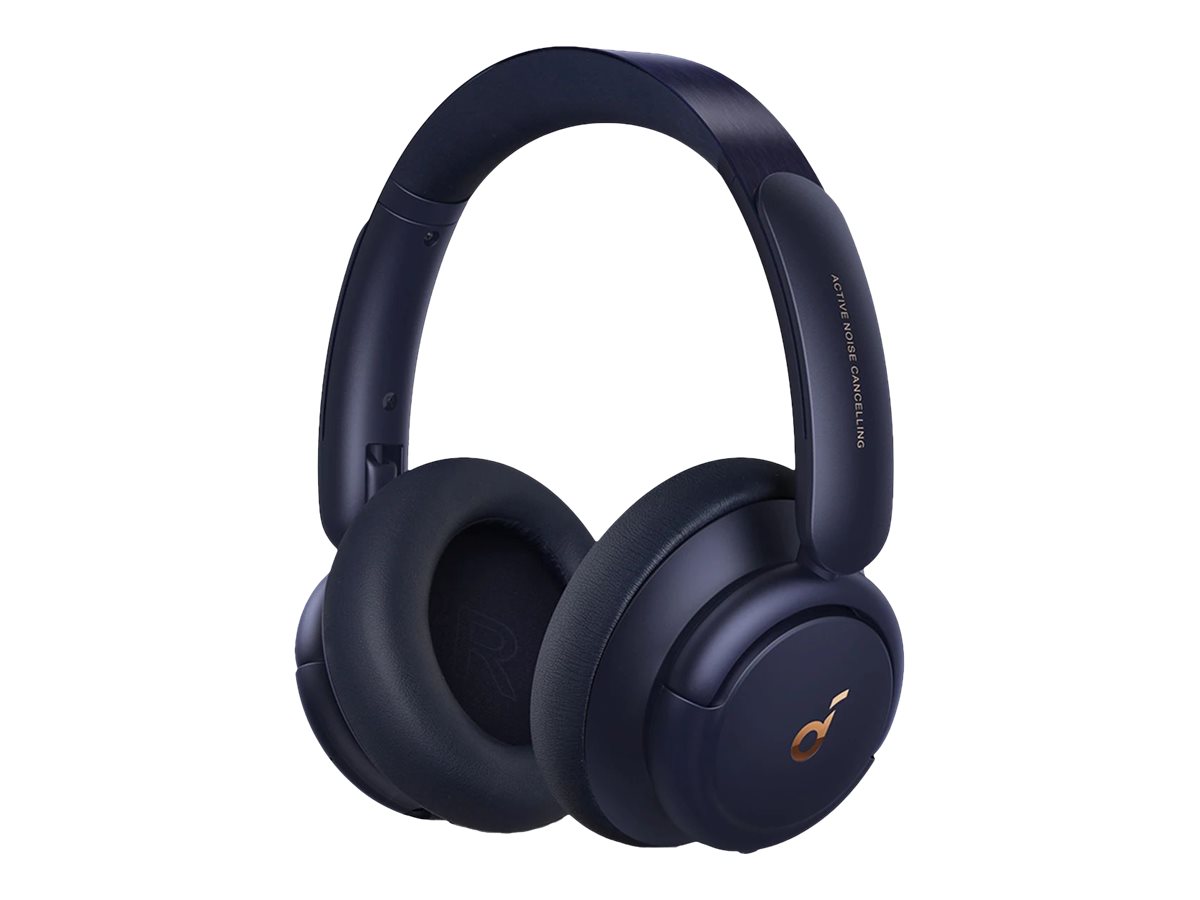 Soundcore Life Q30 - Hovedtelefoner med mik. - fuld størrelse - Bluetooth - trådløs, kablet - NFC - aktiv støjfjerning - 3,5 mm jackstik - midnatsblå