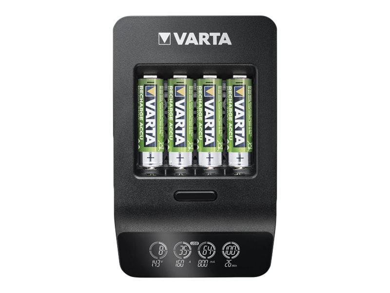 Varta LCD Smart Charger+ (type 57684) inkl. 4x AA 2100 mAh oplader op til 4x AA-batterier eller AAA-batterier (NiMH) samtidigt