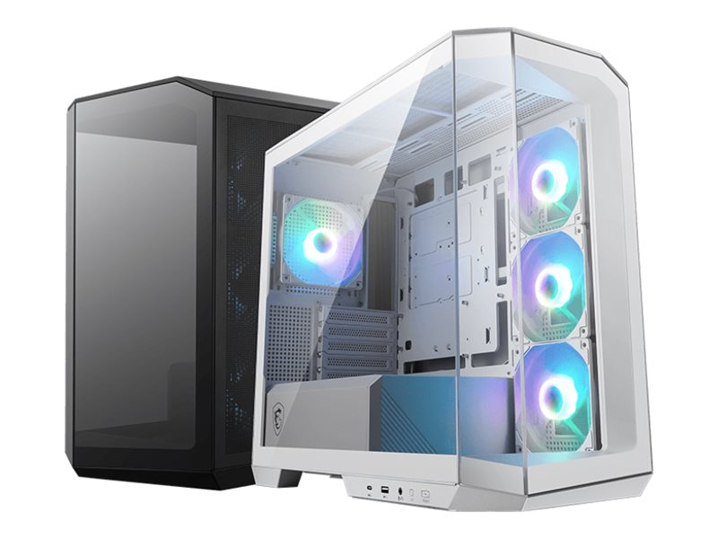 MSI MAG PANO M100R PZ - microATX-tårn - sidepanel med vindue (hærdet glas) - ingen strømforsyning (ATX) - hvid - USB/Lyd