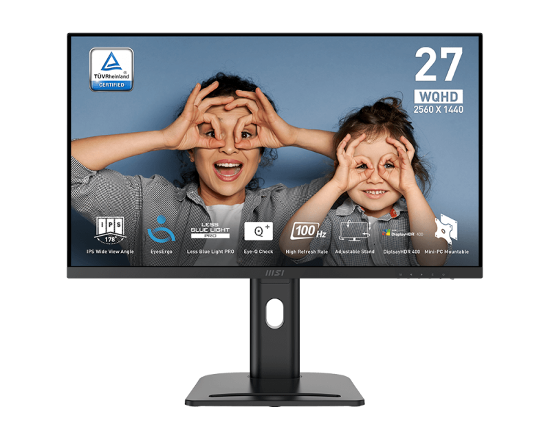 MSI Pro MP273QPDE E2 computerskærm 68,6 cm (27") 2560 x 1440 pixel Wide Quad HD LCD Sort