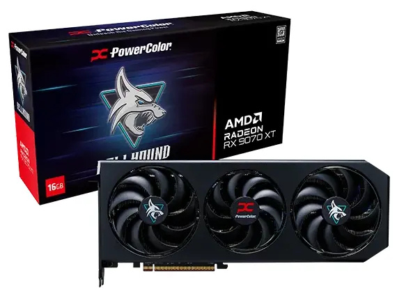 PowerColor Hellhound Radeon RX 9070 XT - Grafikkort - Radeon RX 9070 XT - 16 GB GDDR6 - PCIe 5.0 x16 - HDMI, 3 x DisplayPort