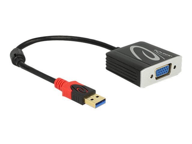 Delock USB 3.0 Type-A male > VGA female - Ekstern videoadapter - USB 3.0 - D-Sub - sort - detailsalg