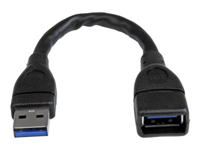 StarTech.com 6in Short USB 3.0 Extension Adapter Cable (USB-A Male to USB-A Female) - USB 3.1 Gen 1 (5Gbps) Port Saver Cable - Black (USB3EXT6INBK)
