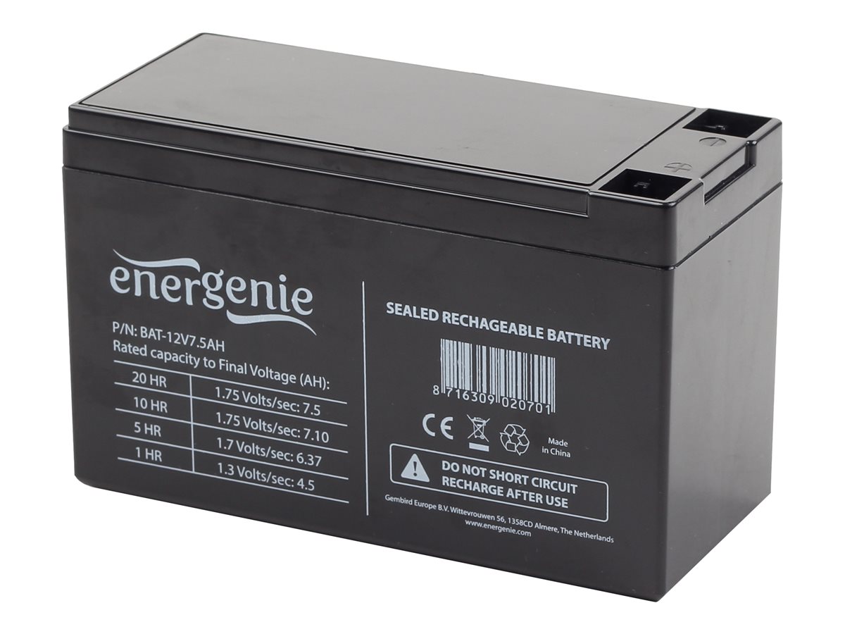 Gembird EnerGenie BAT-12V7.5AH - UPS-batteri - 1 x batteri - 7.5 Ah