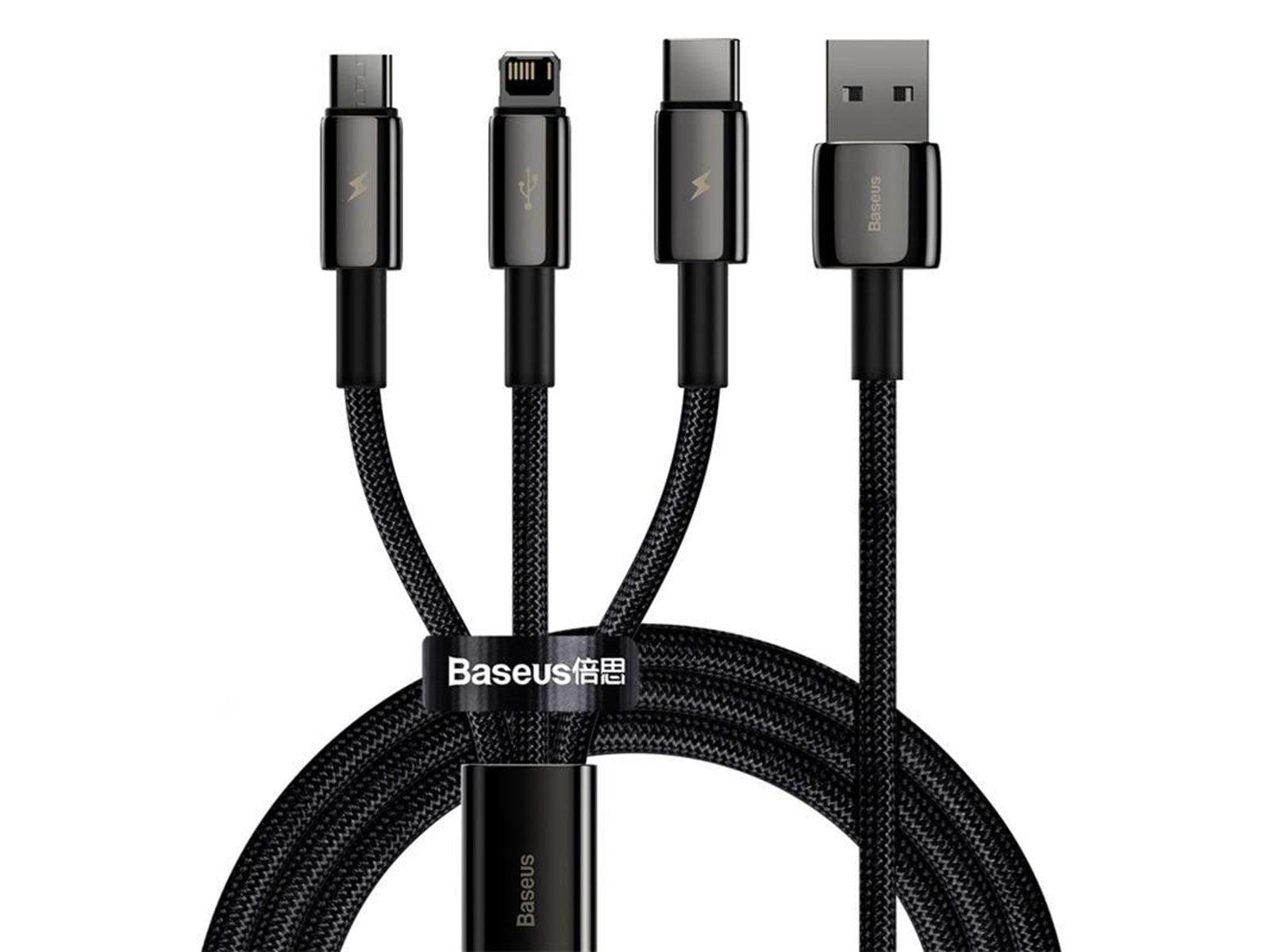 Baseus Tungsten 3in1 cable USB - USB Type C / Lightning / micro USB 3.5 A 1.5 m black (CAMLTWJ-01)