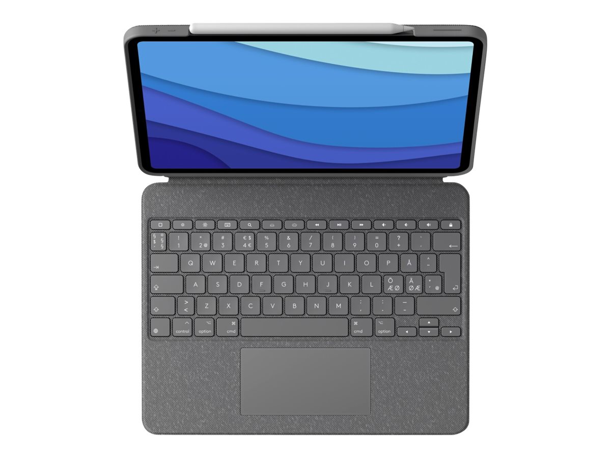 Logitech® | Combo Touch - Tastatur og folio-kasse - med trackpad - bagbelyst - Apple Smart connector - QWERTY - Pan Nordic - oxford-grå - for Apple 12.9-inch iPad Pro (5. generation)