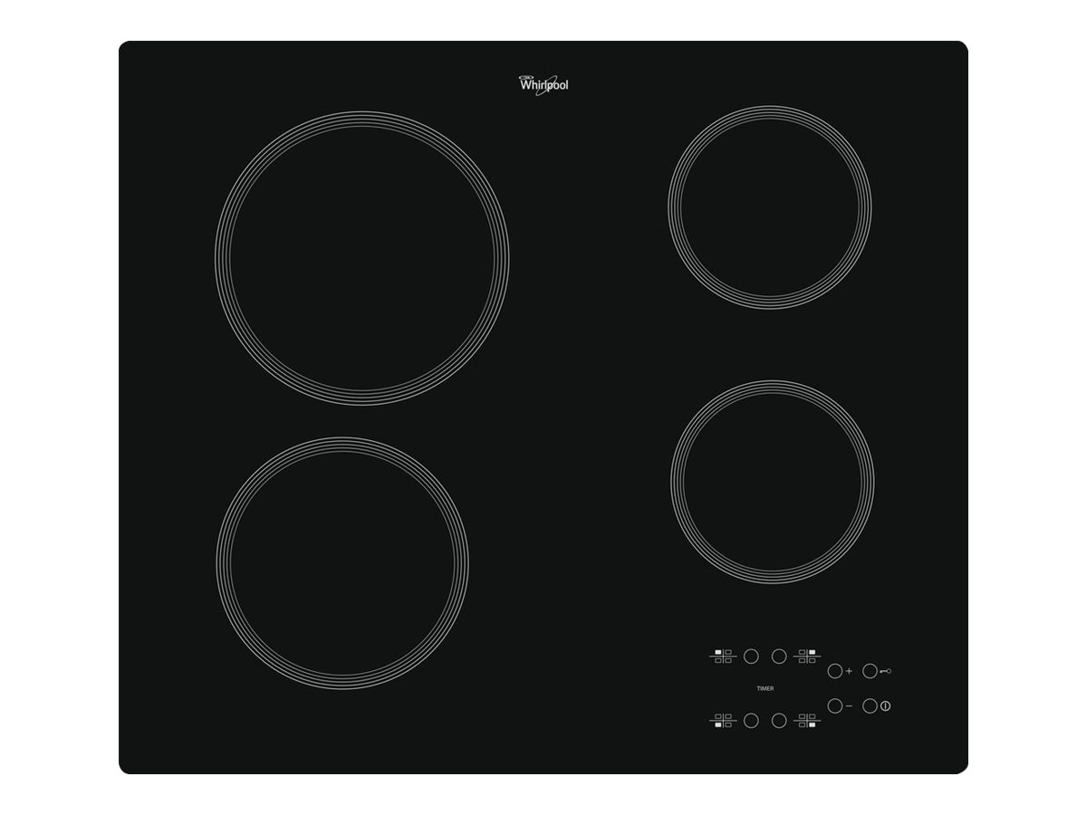 Whirlpool AKT 801/NE - Keramisk kogeplade - 4 plader - Niche - bredde: 56 cm - dybde: 49 cm - rammeløs - sort