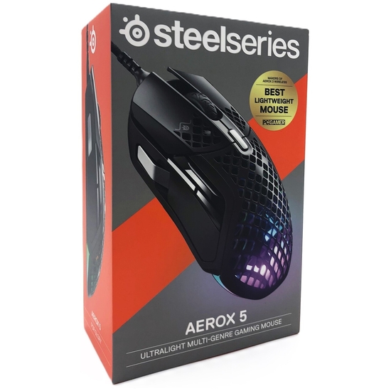 SteelSeries Aerox 5 - Mus - ergonomisk - højrehåndet - optisk - 9 knapper - kablet - USB, USB-C - mat sort