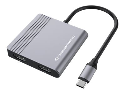 Conceptronic DONN13G USB‑C dockingstation med 2×HDMI (grå)