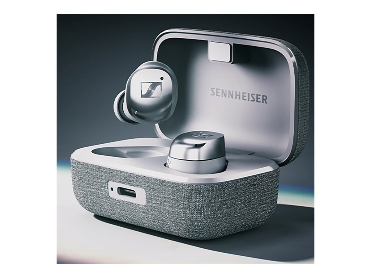 Sennheiser MOMENTUM True Wireless 4 - Ægte trådløse øretelefoner med mik. - i øret - Bluetooth - aktiv støjfjerning - hvidt sølv