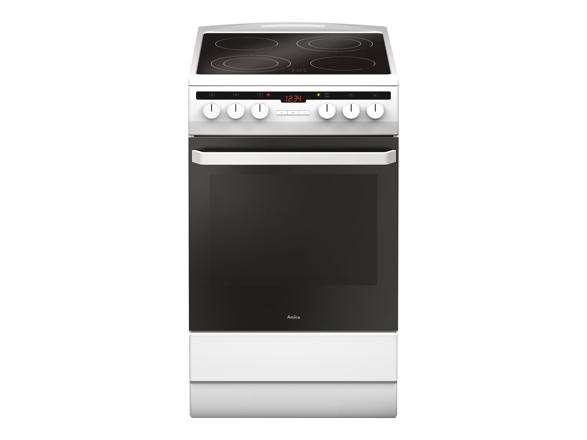 Amica 500 Hvid Elektrisk ovn 62liter Klasse A Komfur Keramisk kogeplade