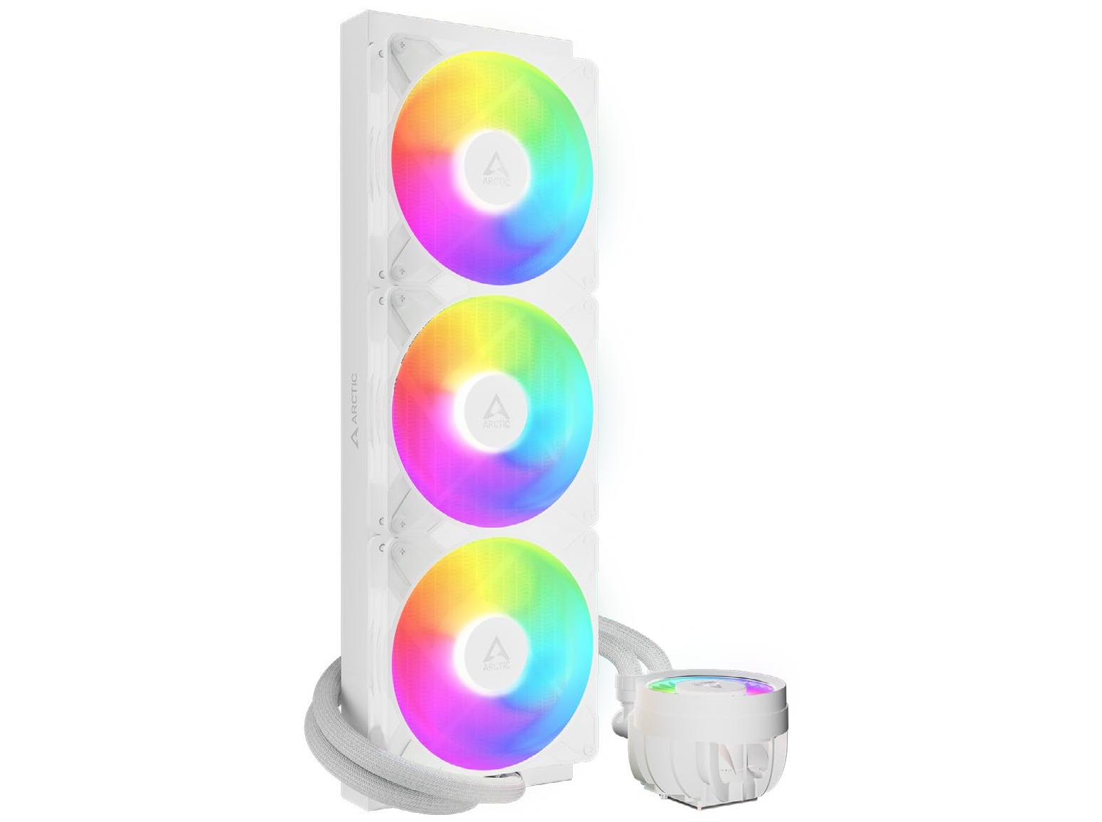 ARCTIC Liquid Freezer III Pro 420 A-RGB - Processors flydende kølesystem - Radiatorstørrelse: 420 mm - (for: AM5, AM4, LGA1700, LGA1851) - copper base with skiving fins - 140 mm - hvid