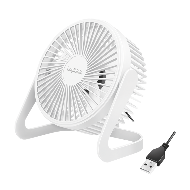 LogiLink - Køleventilator - på bord - 12.7 cm - USB - hvid