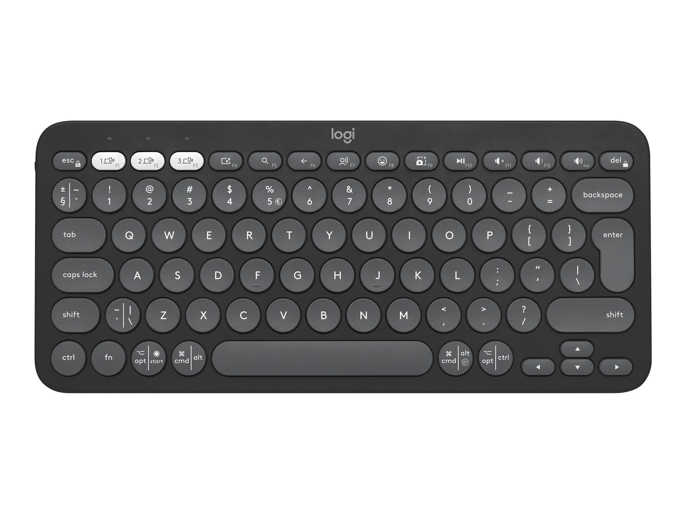 Logitech Pebble Keys 2 K380s Wireless Keyboard - Tonal Graphite - Tastatur - Universal - Sort
