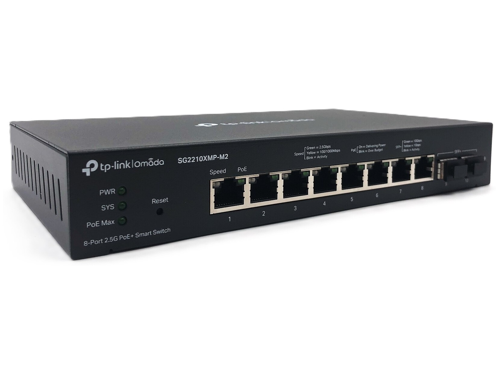 TP-Link Omada SG2210XMP-M2, Administreret, L2/L2+, 2.5G Ethernet (100/1000/2500), Strøm over Ethernet (PoE), Stativ-montering, Kan monteres på væggen