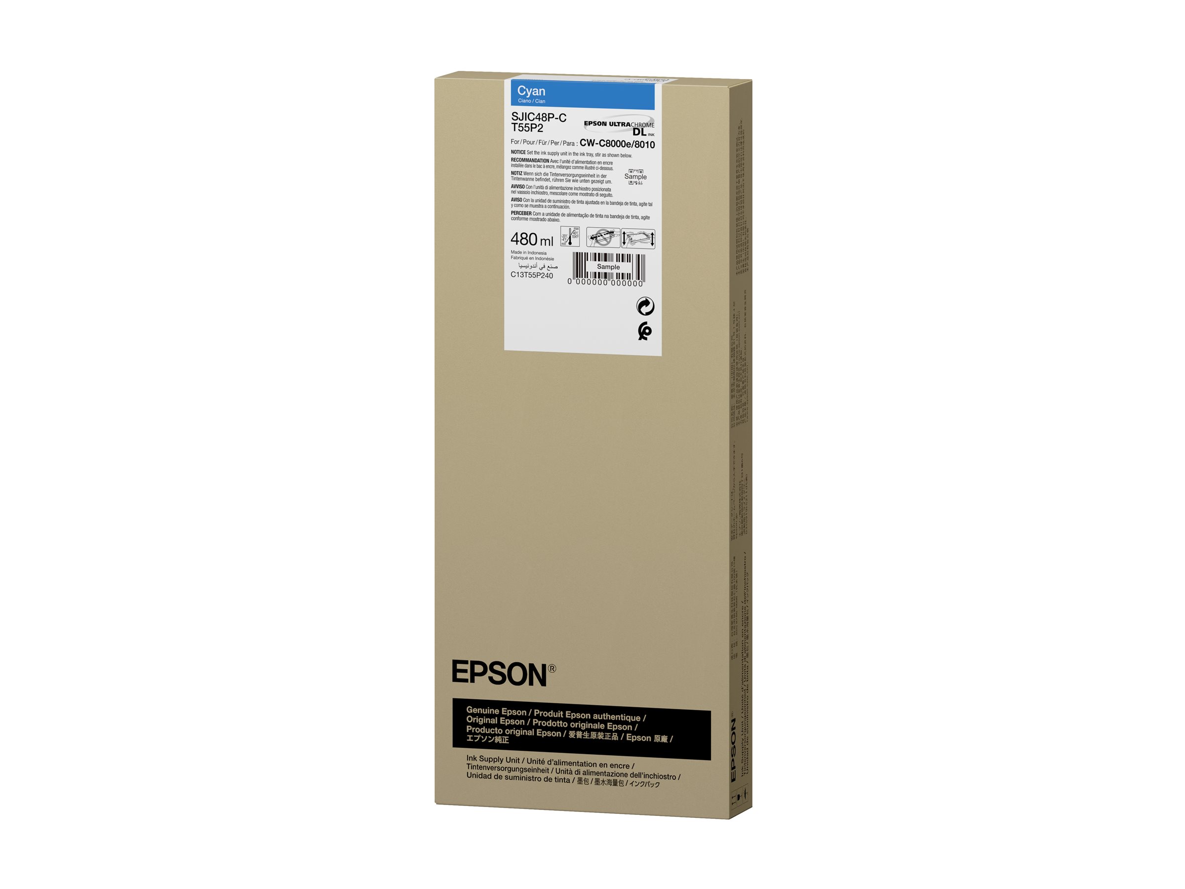BlÃ¦kpatron til printer â Epson SJIC48P-C, Cyan, 480 ml (Original)
